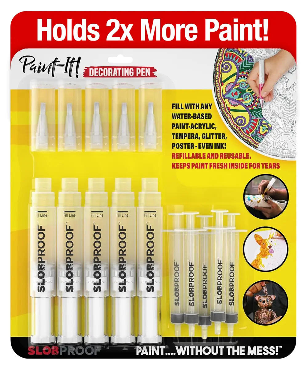 Slobproof Paint It! Decorating Pen Set with 5 Refillable Pens | Mess-Free Precision for Crafts & DIY - main product image