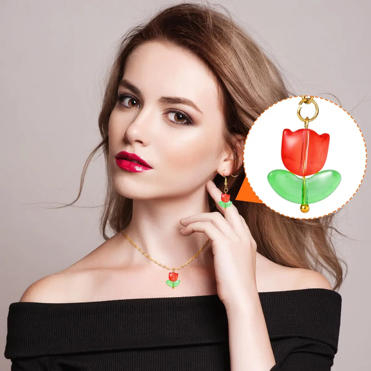 PAGOW 120pcs Tulip Flower Glass Beads | Colorful Czech Handcrafted Loose Glass Beads for Jewelry - view 7