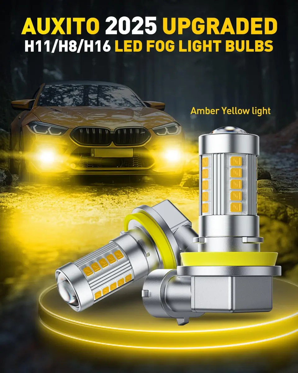 AUXITO Upgraded H11/H8 LED Fog Light Bulbs 3000K Amber Yellow 1:1 Mini Size Pack of 2 | Enhanced Visibility for Indian Roads - view 8