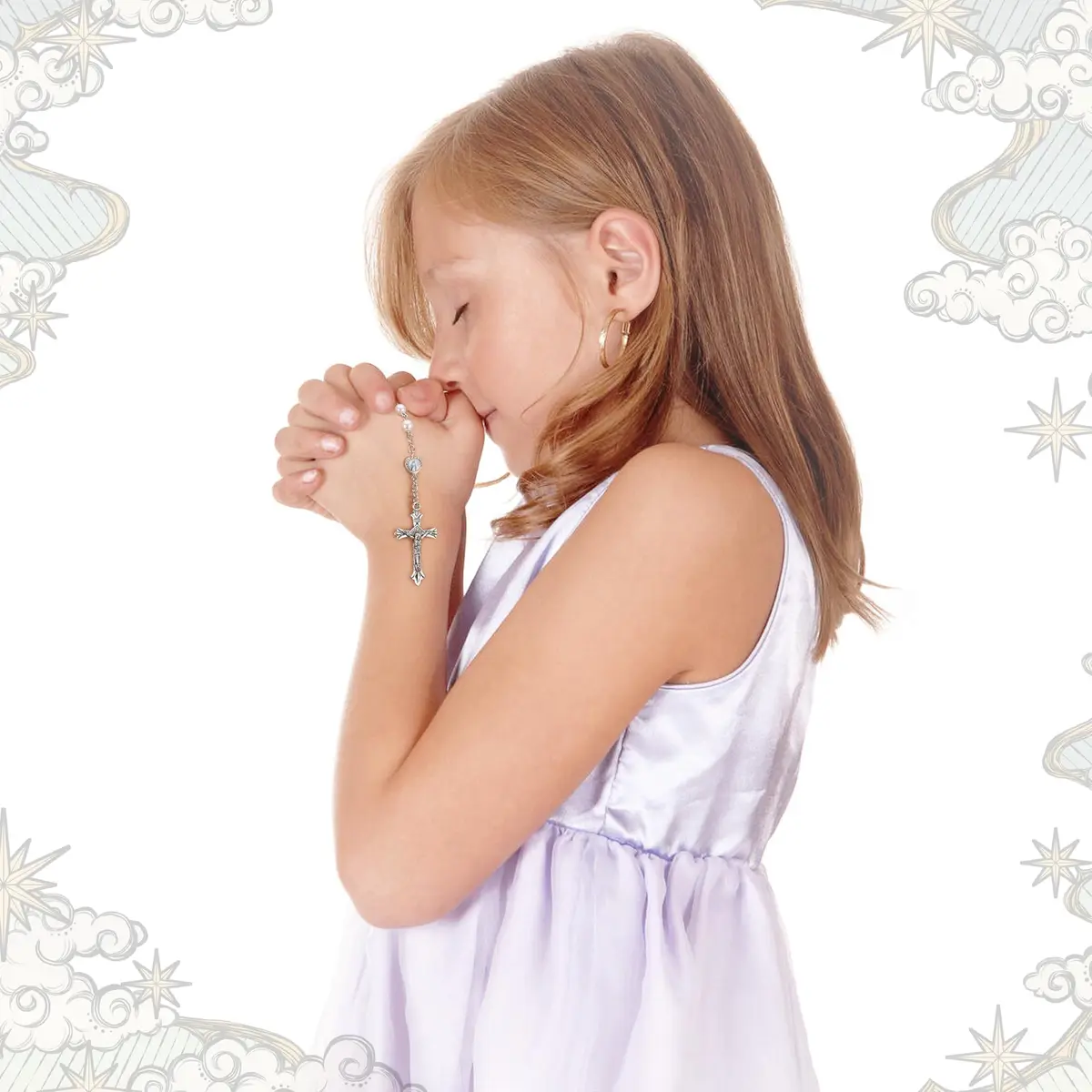 DERAKUS Rosary Beads Catholic for Women Pearls Pink | Portable Religious Prayer Accessory - view 5