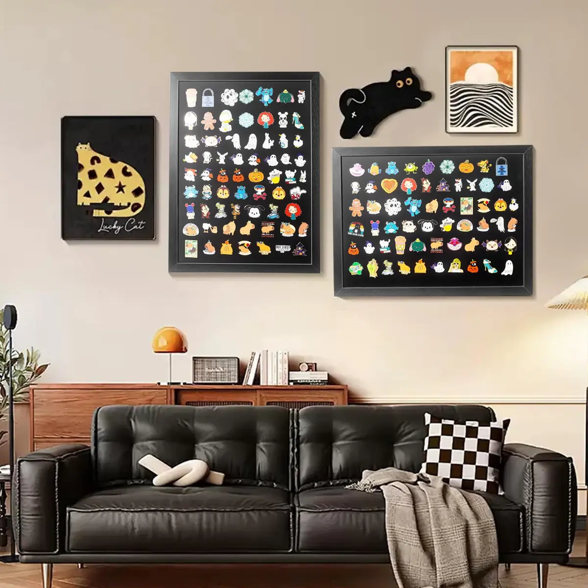 tutata 12x16 Pin Display Case Wall Mount Shadow Box | Holds 80 Pins, Durable Fiberboard, Black - view 3