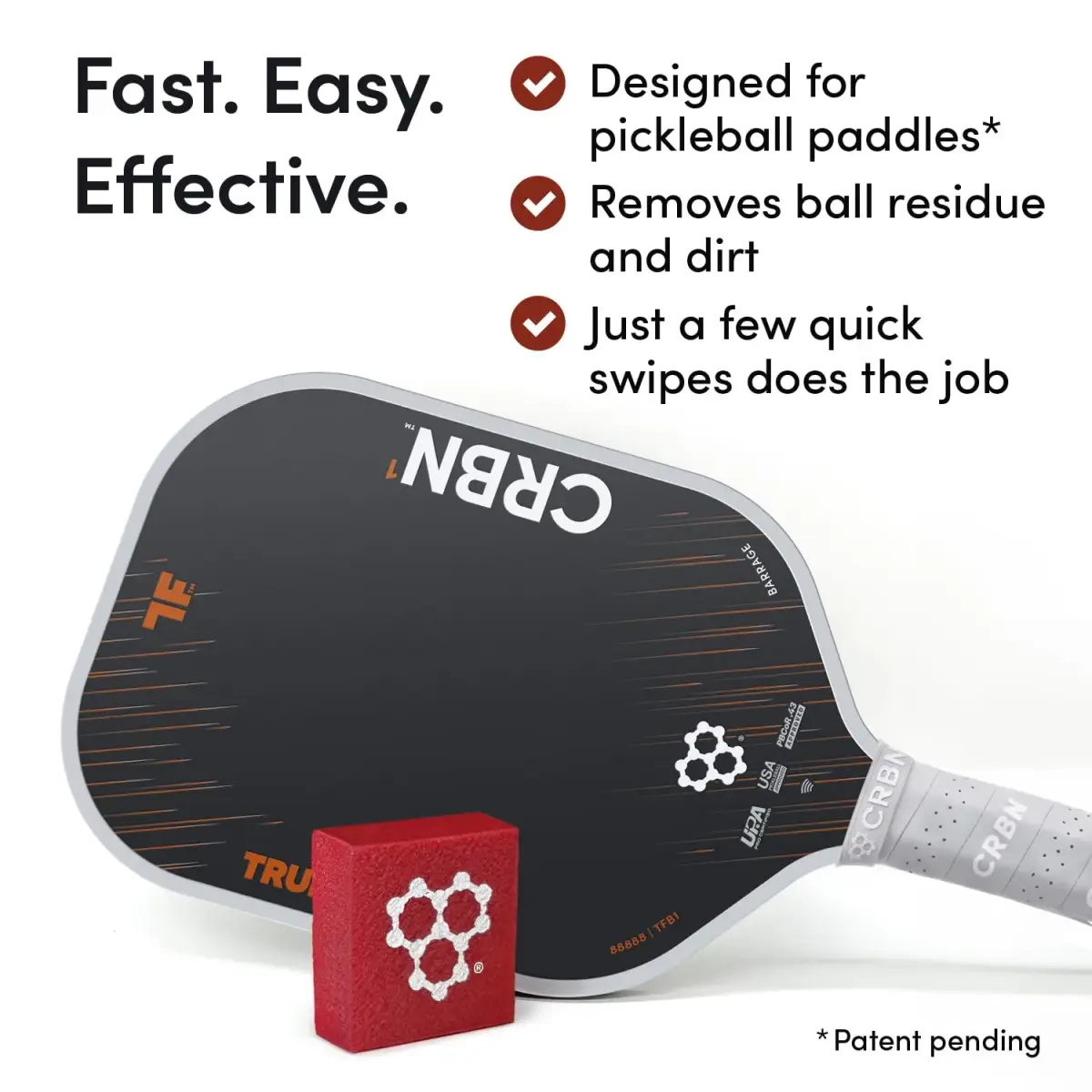 CRBN Pickleball Paddle Eraser, Patent Pending (Green, 1-Pack) | Cleans Carbon Fiber Paddles - view 3