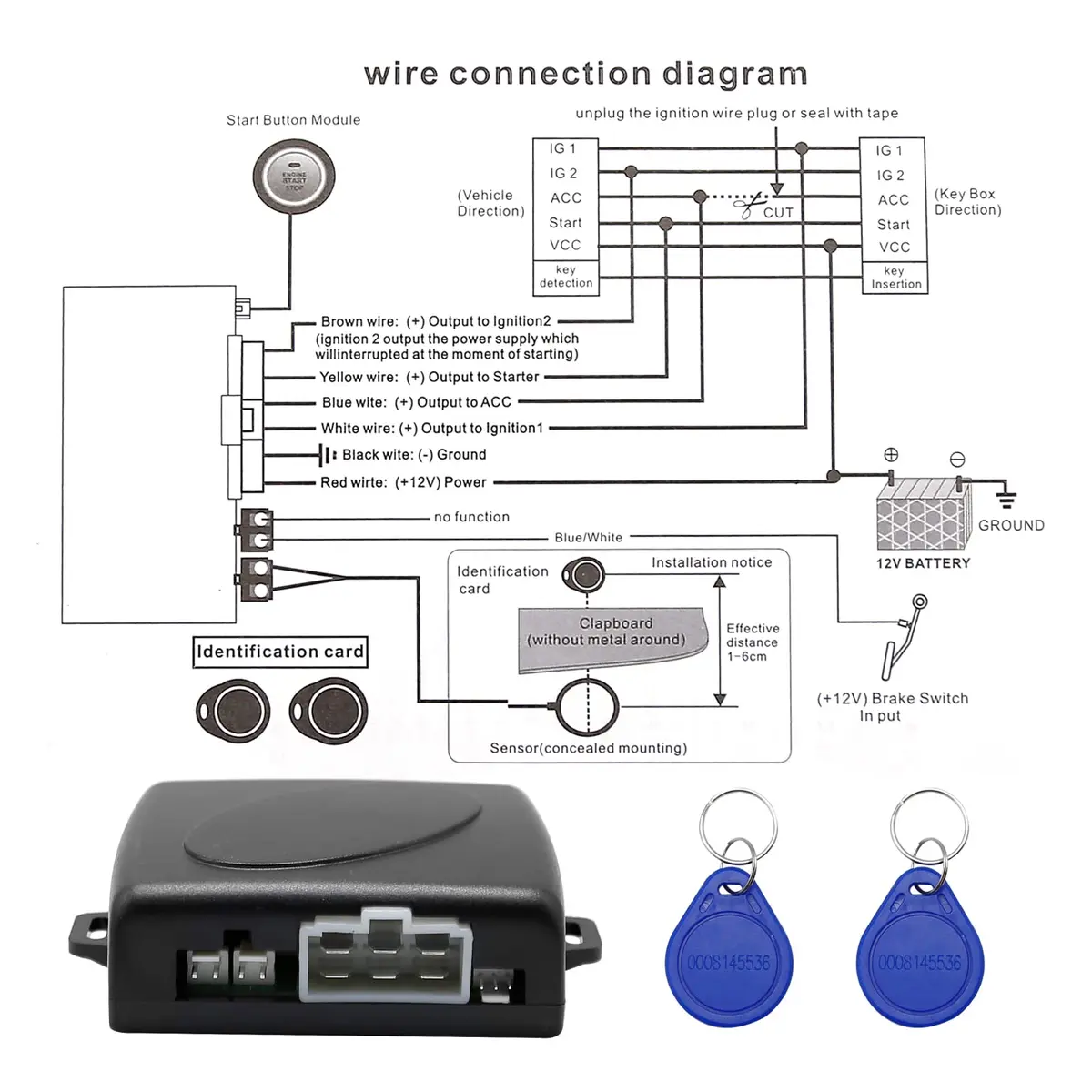 laffoonparts Smart RFID Push Engine Start Button Kit & Keyless Entry System | One Touch Car Start & Anti-Theft (70-120 chars) - view 4