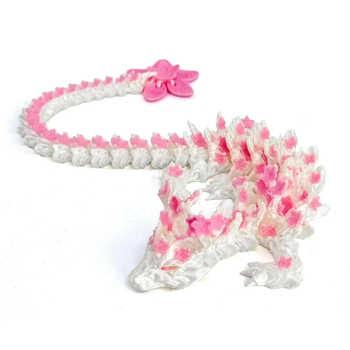 SGYYSG 3D Printed Articulated Dragon Toy, 12 Inch Cherry Blossom Crystal Dragon | Fantasy Collectible with Glow Effect - main product image