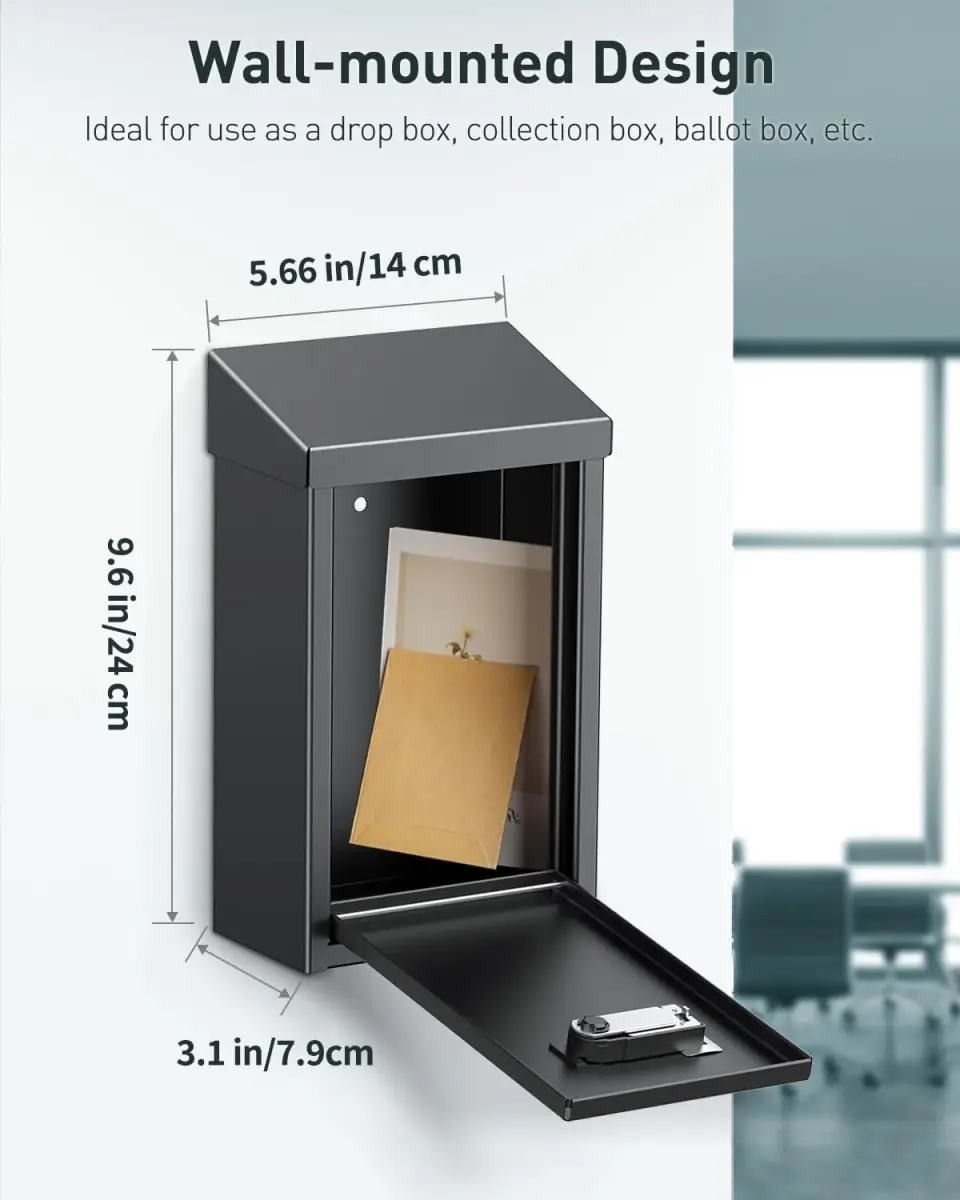 Uniclife Combination Lock Wall Mounted Mailbox with Dual Slots 23.4cm (9.3in) Width | Secure Drop Box for Outside - view 5