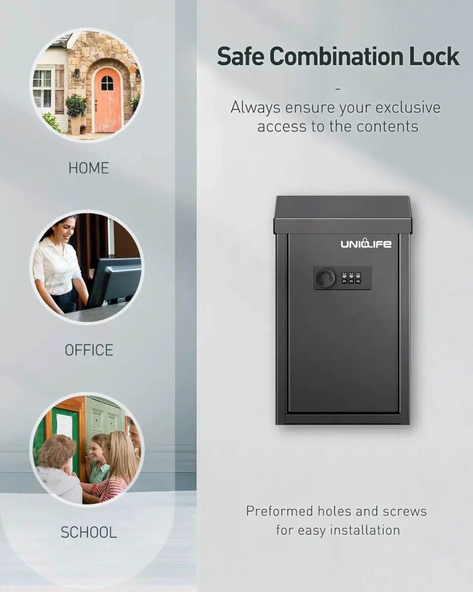 Uniclife Combination Lock Wall Mounted Mailbox with Dual Slots 23.4cm (9.3in) Width | Secure Drop Box for Outside - view 6