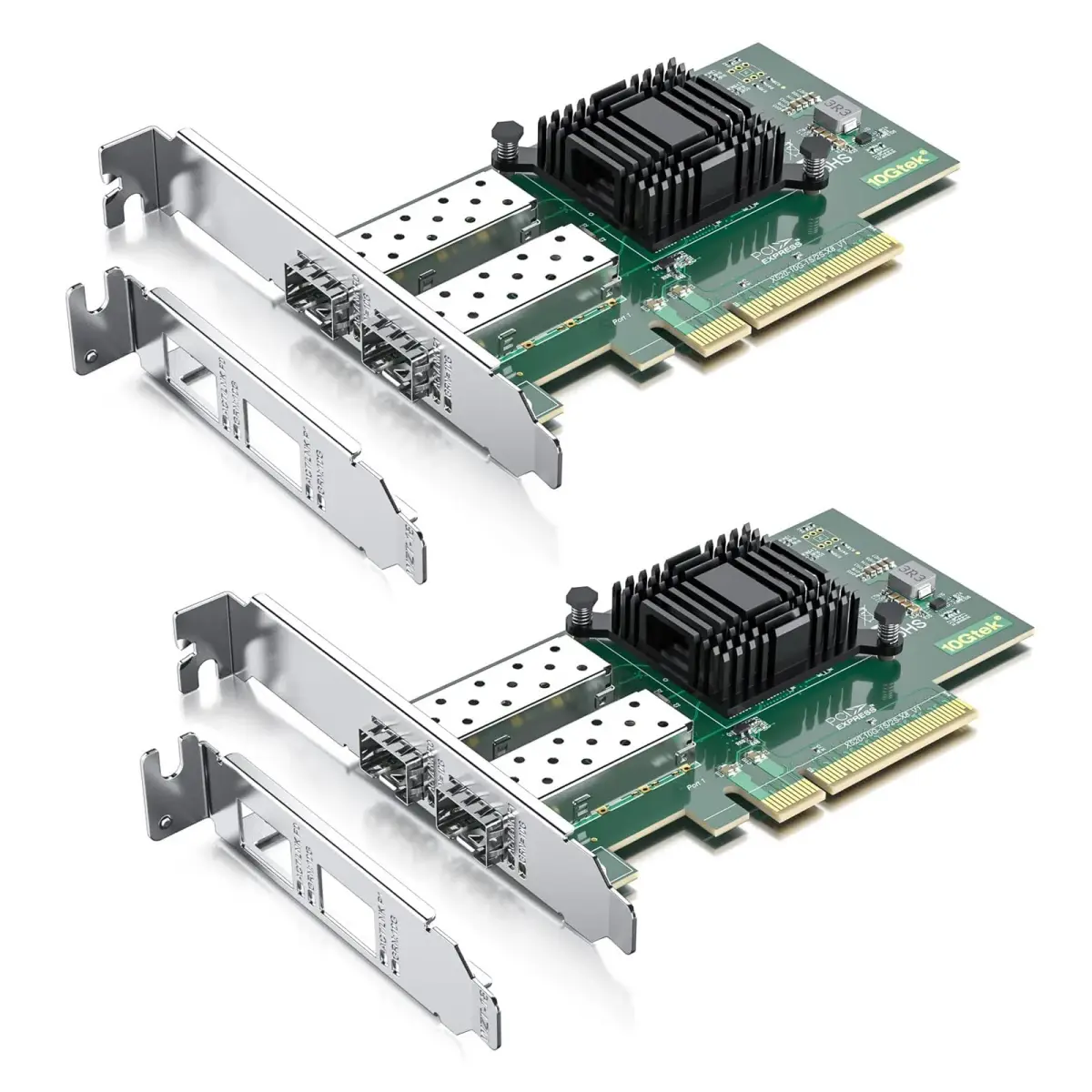10Gtek Dual SFP+ Port 10Gb PCI-E NIC Network Card with Intel 82599ES Controller, 2-Pack | Supports Windows Server, Linux, VMware - main product image