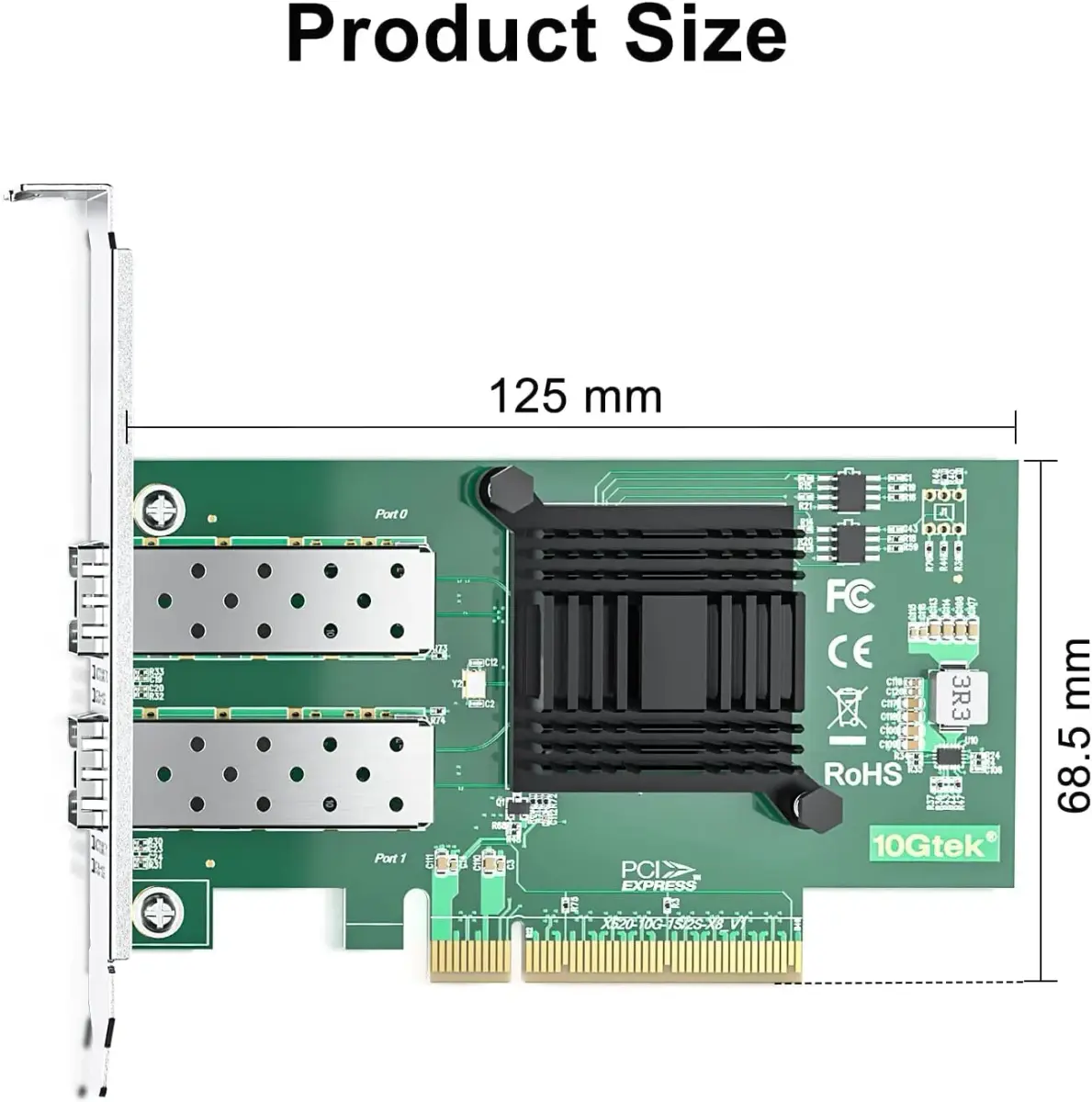 10Gtek Dual SFP+ Port 10Gb PCI-E NIC Network Card with Intel 82599ES Controller, 2-Pack | Supports Windows Server, Linux, VMware - view 4