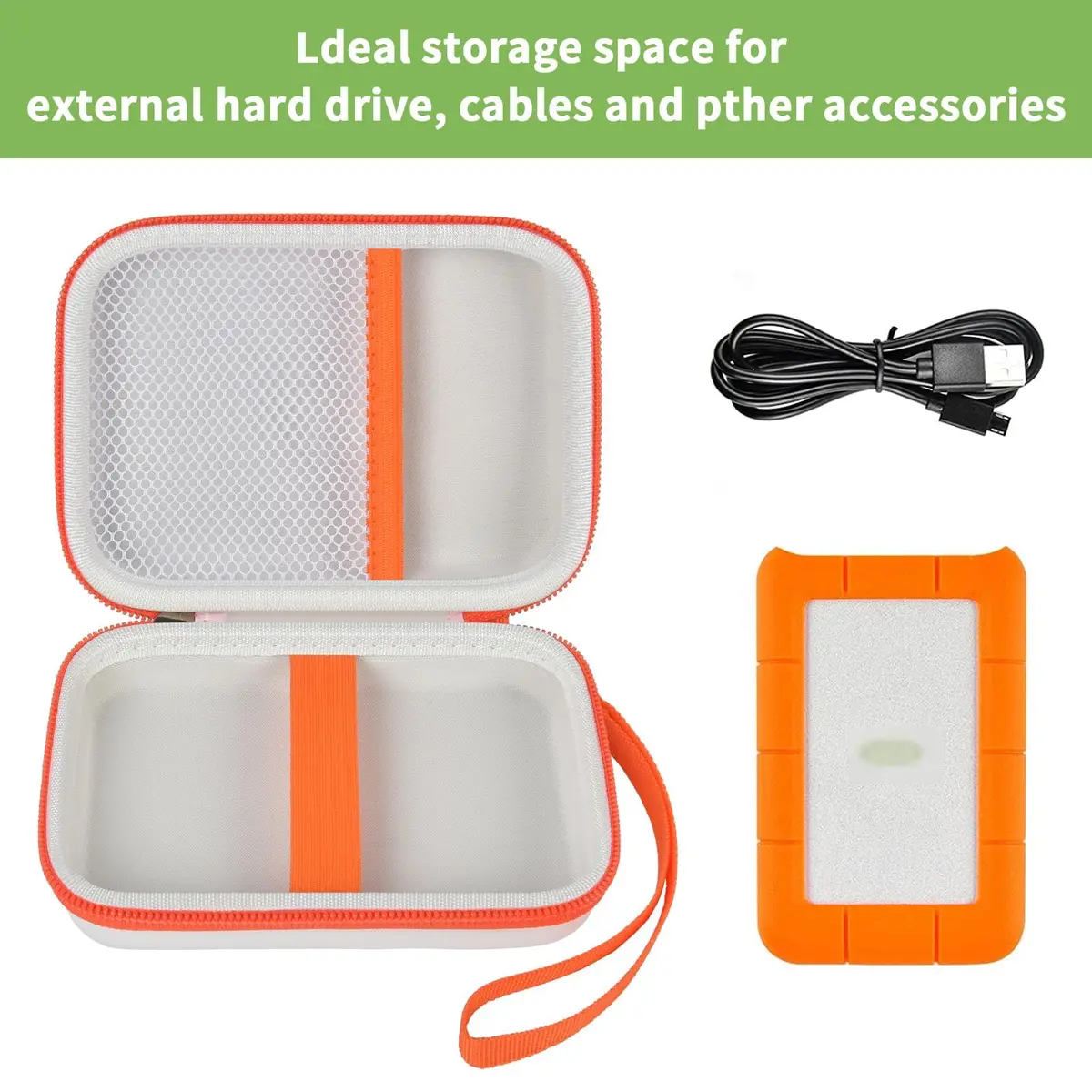ALKOO Case for LaCie Rugged Mini 1TB-5TB External Hard Drive | Protects Drive & Accessories - view 2