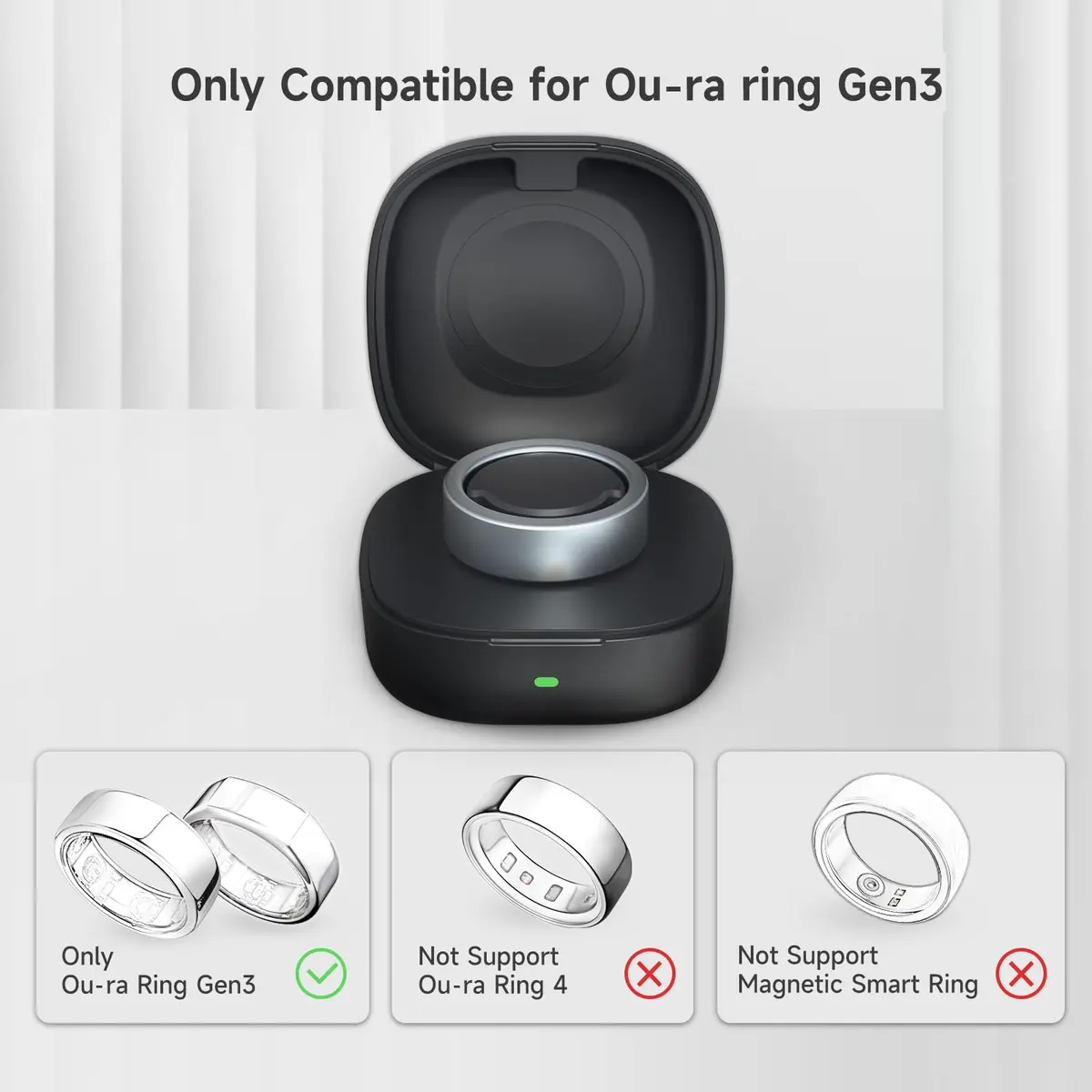 Vodi Mosa Wireless Charger Case for Oura Ring Gen3 Size 7 | Portable Travel Charging Box - view 2