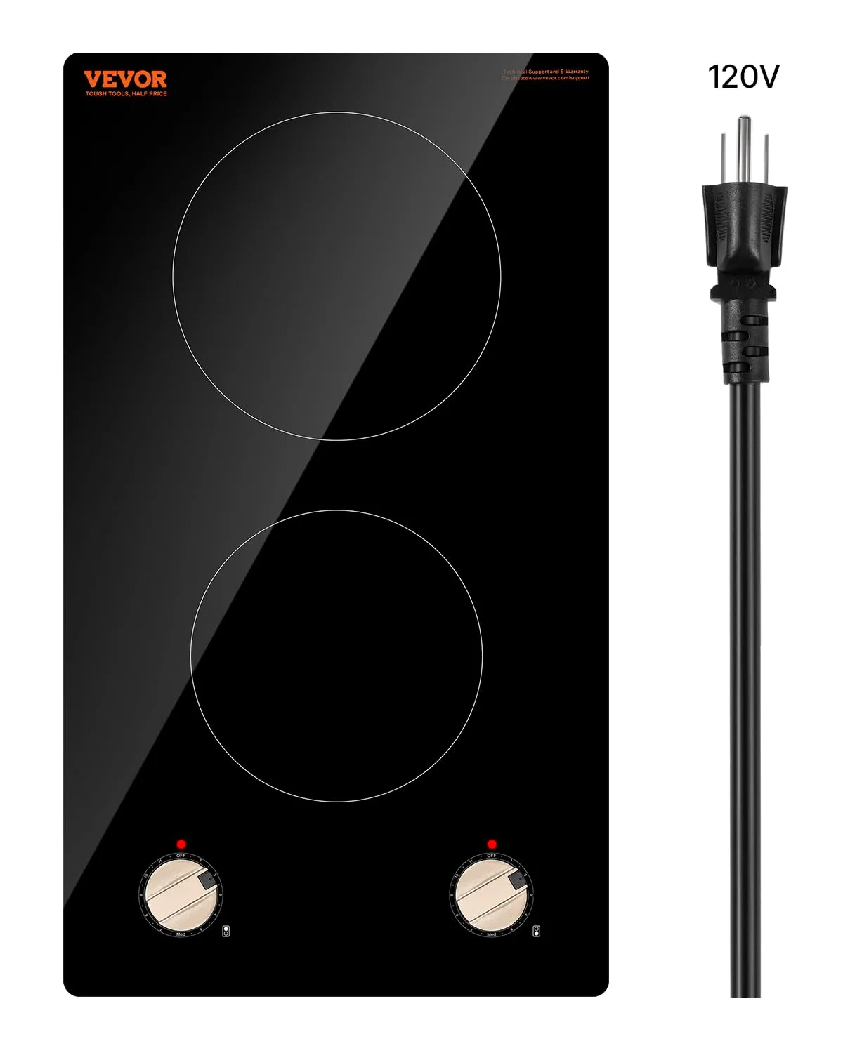 VEVOR 1800W Induction Cooktop 2 Burner 12-inch | 110V Compatible Electric Stove - main product image