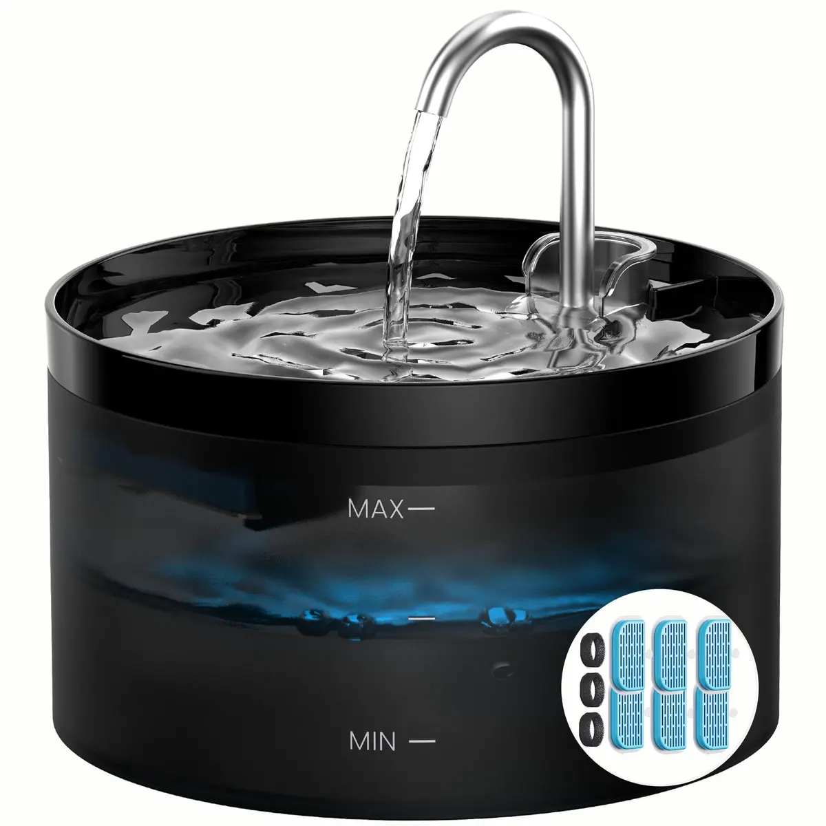 GIOTOHUN Cat Water Fountain 2L | Triple Filtration, LED Light, Ultra-Quiet Pump - main product image