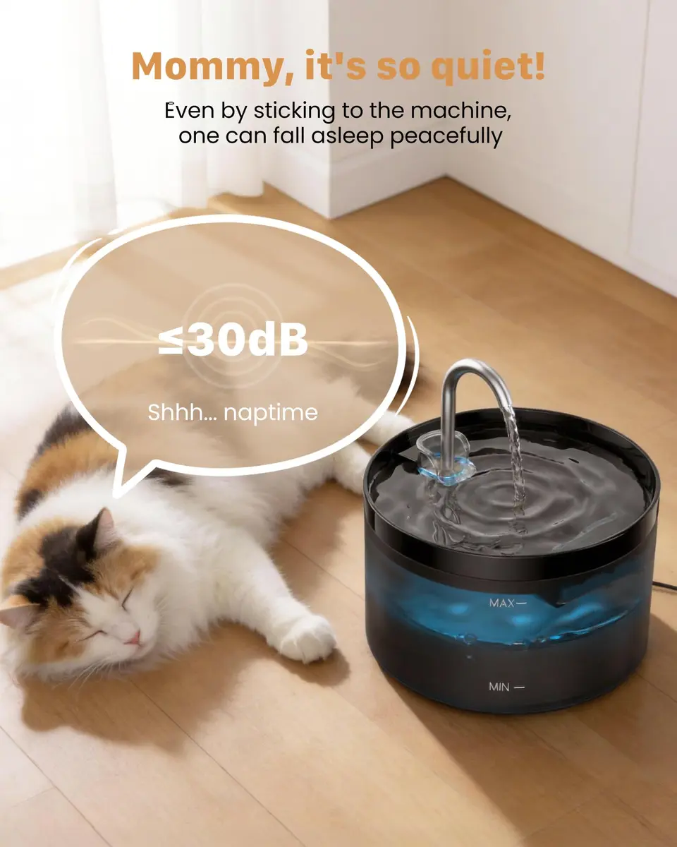 GIOTOHUN Cat Water Fountain 2L | Triple Filtration, LED Light, Ultra-Quiet Pump - view 3