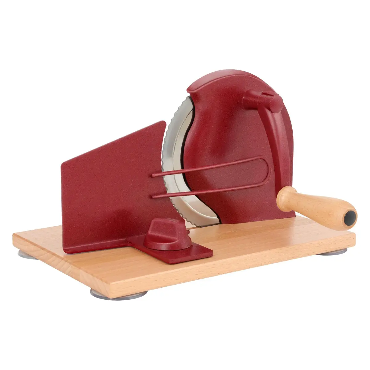 CAWIU Red Manual Sourdough Bread Slicer 16.5cm (6.5 inch) Blade | Adjustable Thickness Cutter with Hand Crank - main product image
