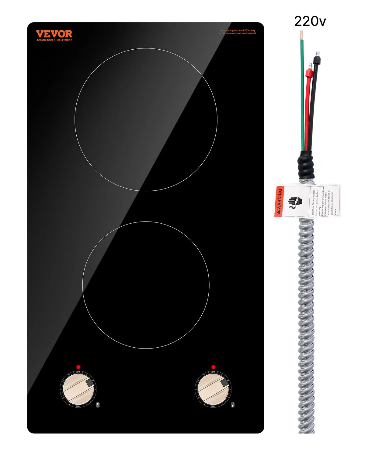 VEVOR 3500W Induction Cooktop 2 Burners 12 Temperature Settings | 220V Compatible Cooktop - main product image