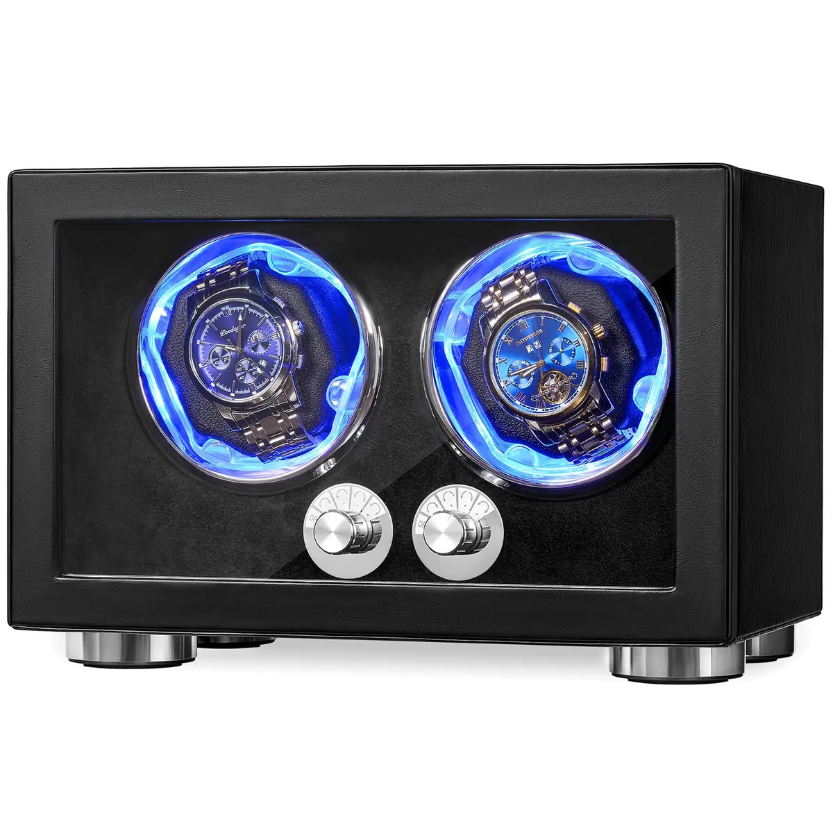 ANWBROAD Automatic Double Watch Winder Box 4 Mode | Quiet Motor, Vertical Winding, LED - main product image