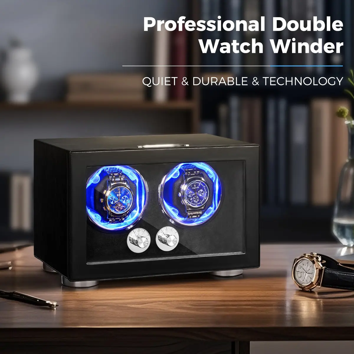 ANWBROAD Automatic Double Watch Winder Box 4 Mode | Quiet Motor, Vertical Winding, LED - view 3