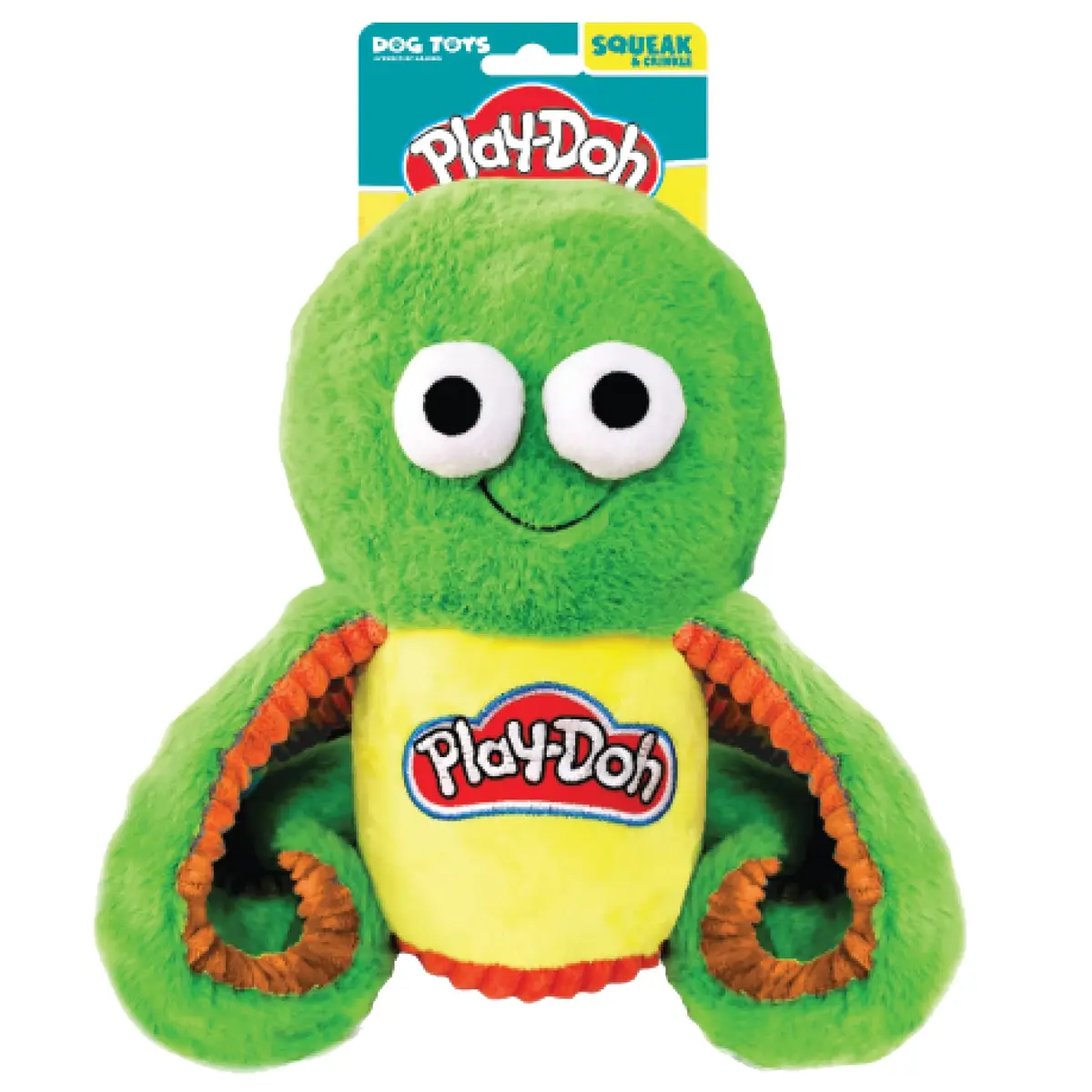 Hasbro 10in Dog Toy Play-Doh Squeak & Crunch Octopus Can - Green | Durable Fabric Dog Toy for Medium & Large Breeds - main product image