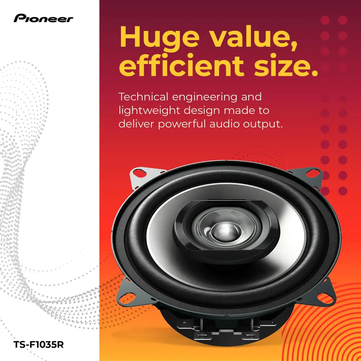 Pioneer TS-F1035R 4" 2-Way Coaxial Car Speakers 150W Max (Pair) - view 3