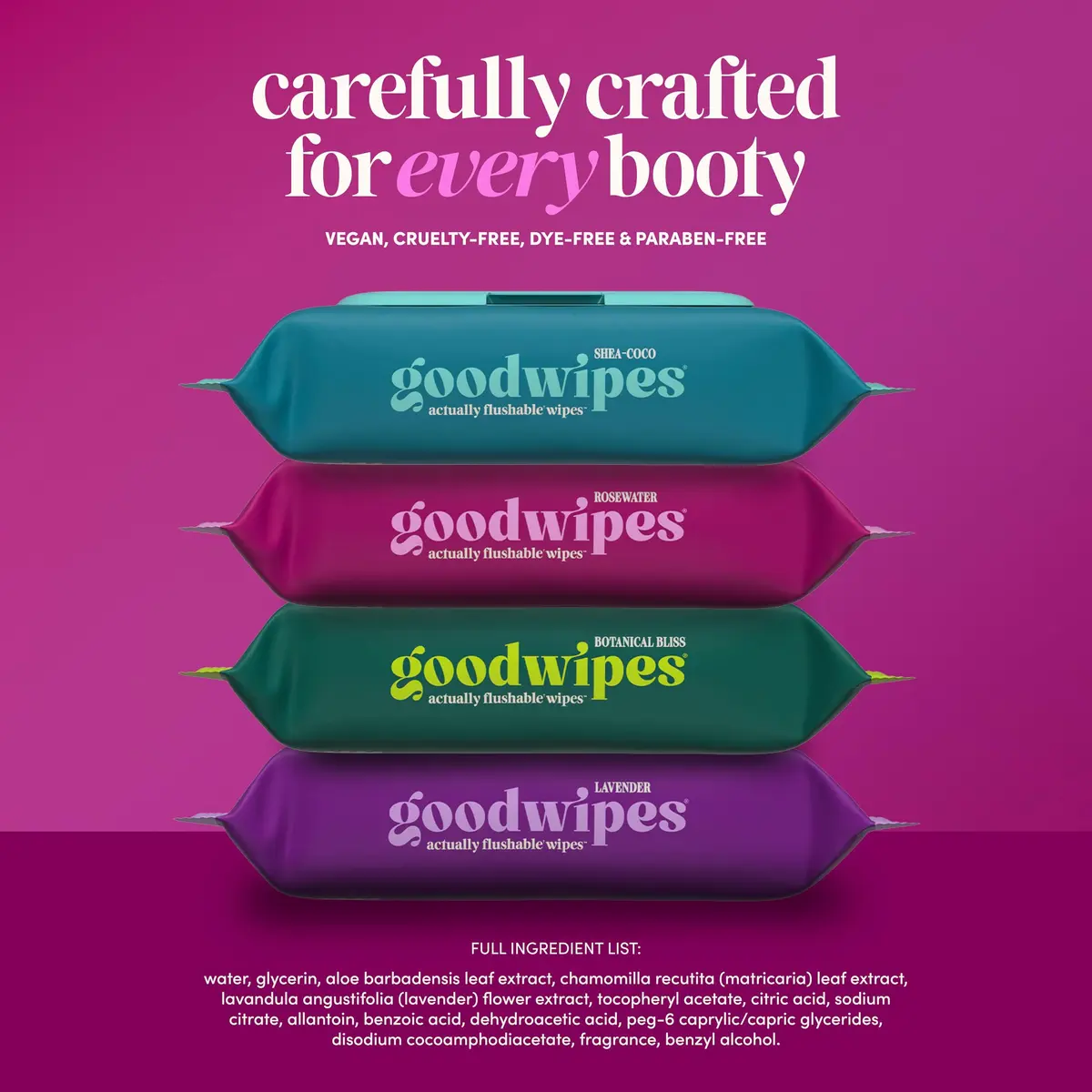 goodwipes Flushable Wipes Rose Scent 50 Count (Pack of 6) | Septic Safe & Biodegradable Wet Wipes for Adults - view 6
