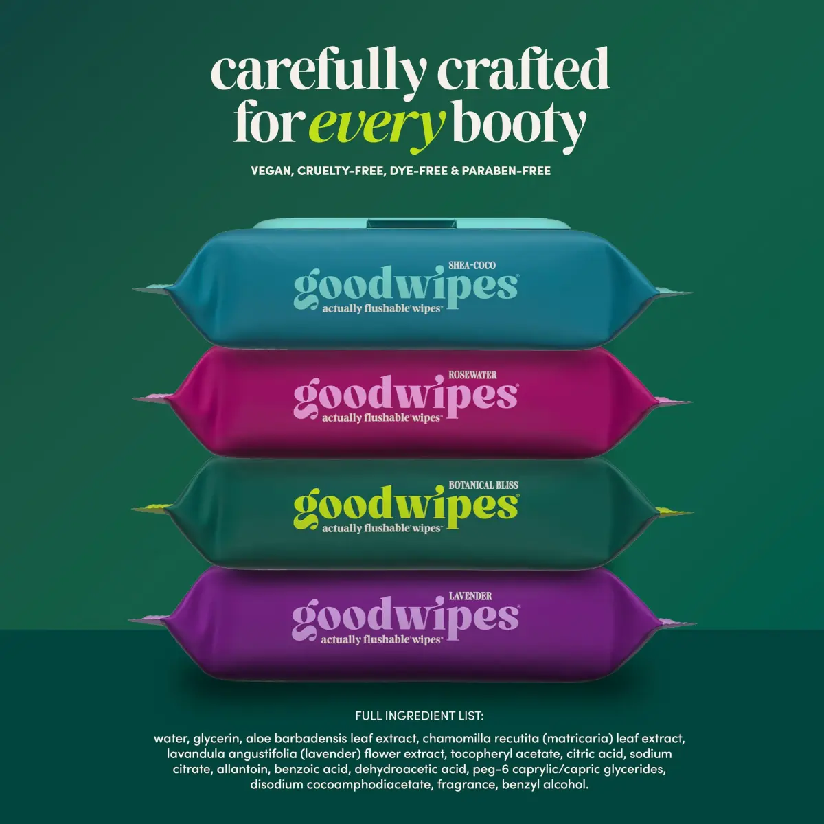 goodwipes Flushable Wipes Botanical Bliss 153 Count (3 Pack + 3 Singles) | Septic Safe & Plant-Based - view 6