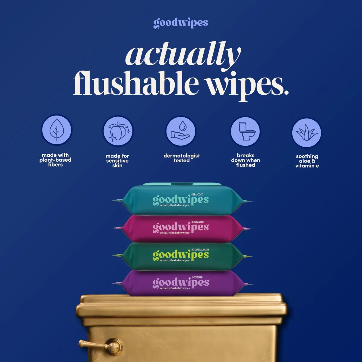 goodwipes Flushable Wet Wipes for Adults, Cedar Scent, pH Balanced & Extra Large, 153 Count (3 Packs + 3 Singles) - view 2