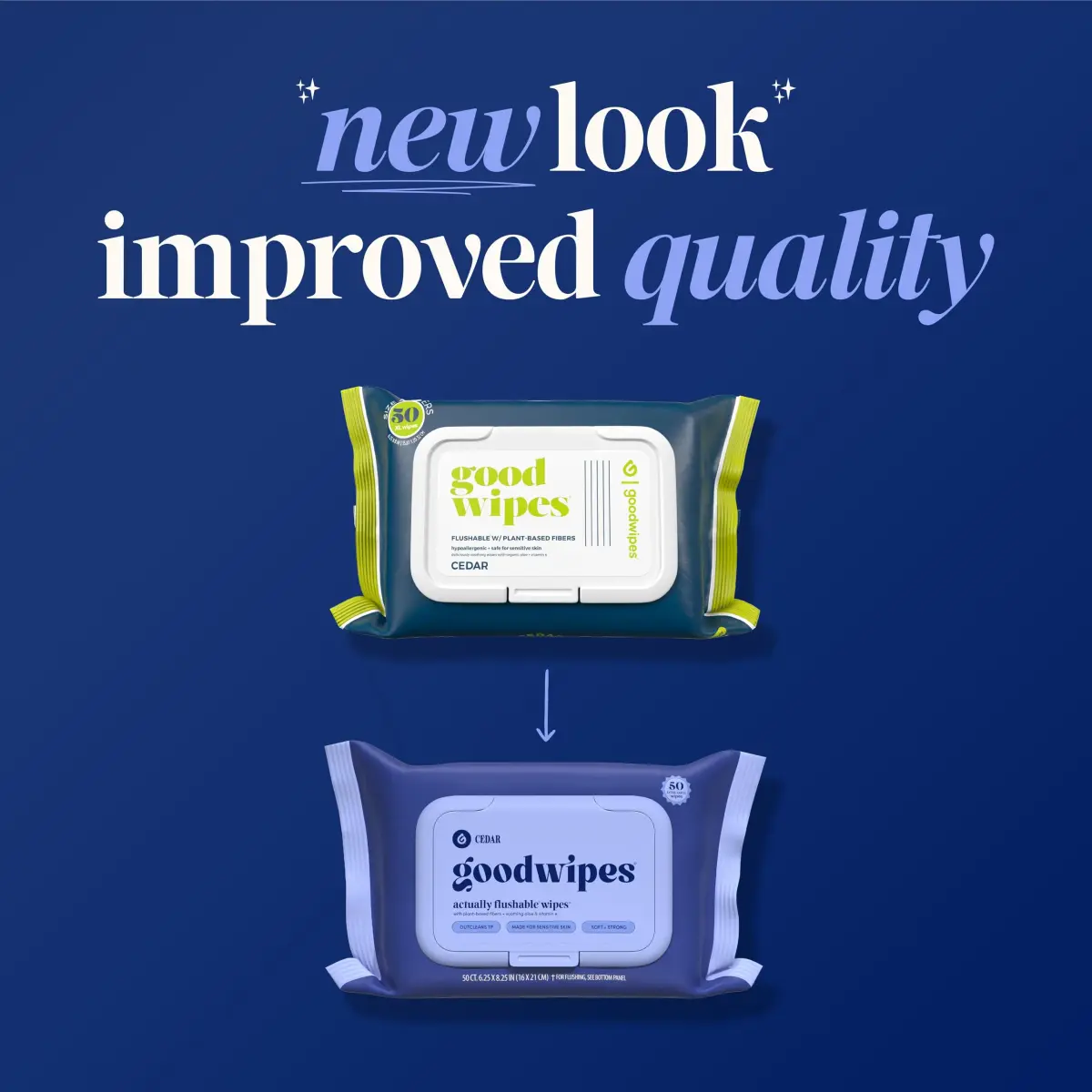 goodwipes Flushable Wet Wipes for Adults, Cedar Scent, pH Balanced & Extra Large, 153 Count (3 Packs + 3 Singles) - view 5
