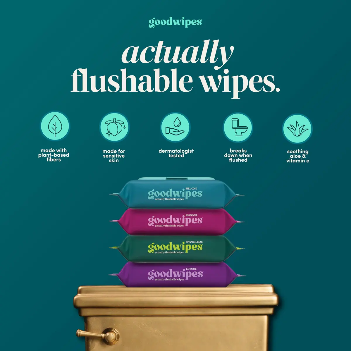 goodwipes Flushable Wipes Shea Coco 300 Count (Pack of 6) | Septic Safe & Extra Large for Superior Clean - view 2