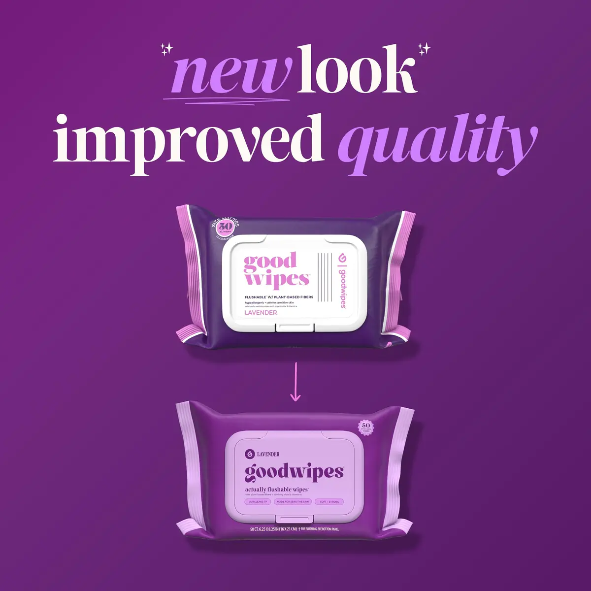 goodwipes Flushable Wipes Lavender Scent 300 Count (6 x 50 Count Packs) | Septic Safe & Biodegradable - view 5