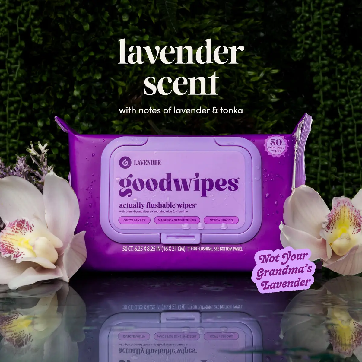 goodwipes Flushable Wipes Lavender Scent 300 Count (6 x 50 Count Packs) | Septic Safe & Biodegradable - view 9