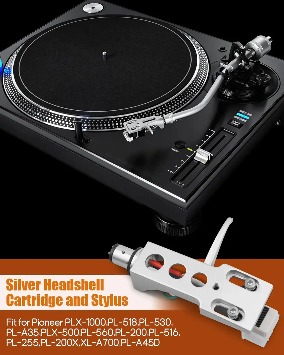 Wujexuhe Silver Headshell for Pioneer Turntables | High-Quality Magnetic Cartridge Stylus (13mm Fixing Hole) - view 2
