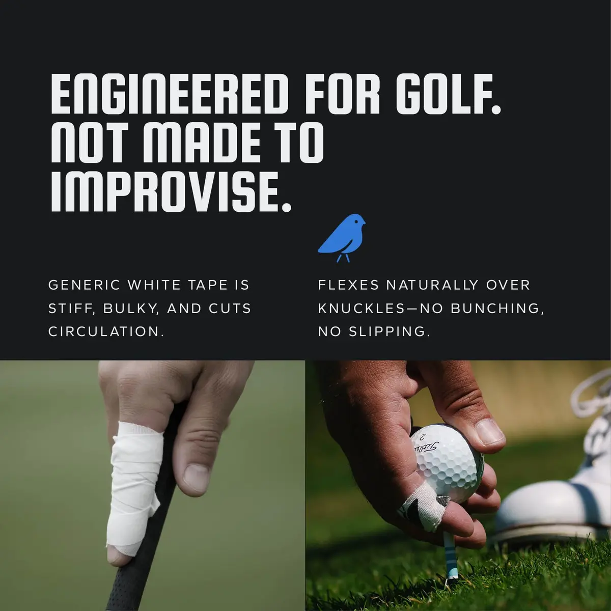 BirdieWrap Golf Sports Tape Wrap, 4-Way Stretch Athletic Tape for Hands and Fingers, Waterproof, Pre-Cut 110 Golf Finger Tape Strips - view 5