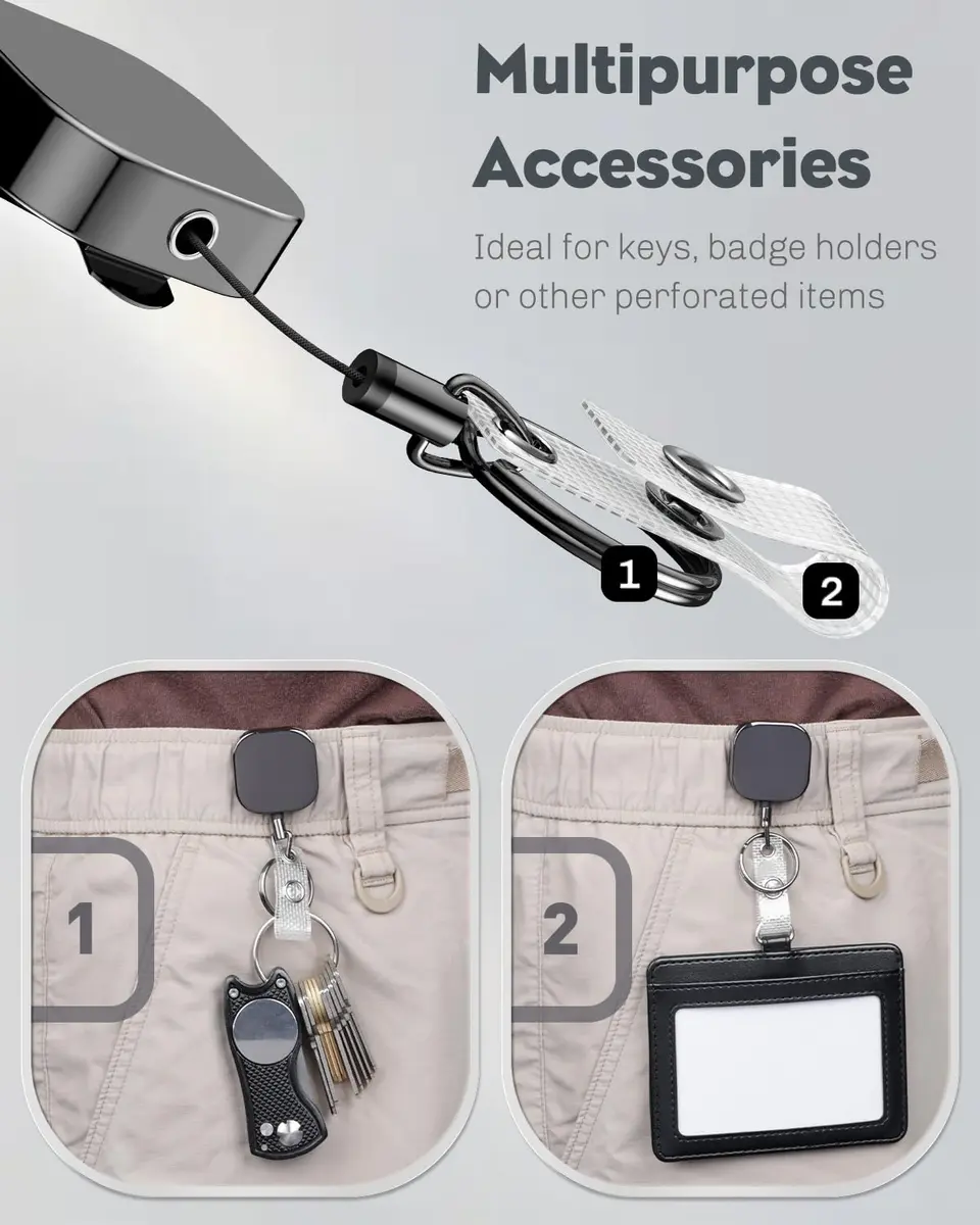 Uniclife 2 PC Retractable Badge Reel for Badge Holder | Heavy Duty Metal, 23.6 Inch Nylon Rope, All Metal Casing - view 6