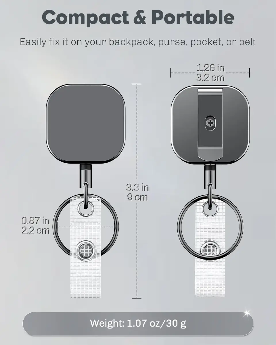 Uniclife 2 PC Retractable Badge Reel for Badge Holder | Heavy Duty Metal, 23.6 Inch Nylon Rope, All Metal Casing - view 2