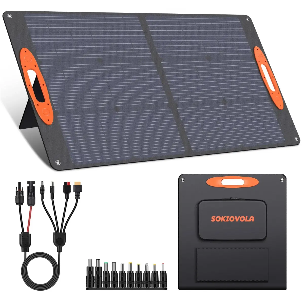 SOKIOVOLA N-Type 16BB 100W Portable Solar Panel 18V Mono ETFE Foldable Solar Panel | 25% High Efficiency IP68 Waterproof for Camping Outdoor RV Blackout - main product image