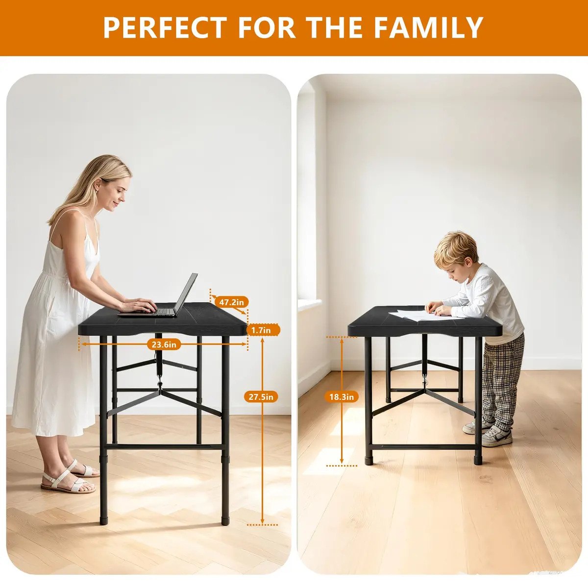 Hsundries 4 Ft Folding Table Wood Grain Desktop & 350lbs Support | Heavy Duty Portable Indoor & Outdoor - view 4