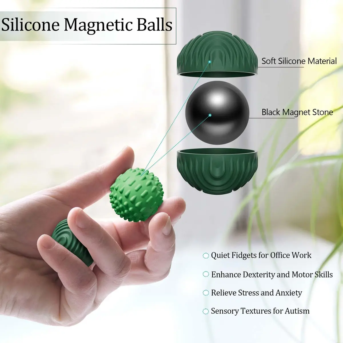 luckdoor Silicone Magnetic Balls Fidget Toys for Adults & Teens | 8PCS, Stress Relief Sensory Gadgets, Compact, Non-Toxic - view 2