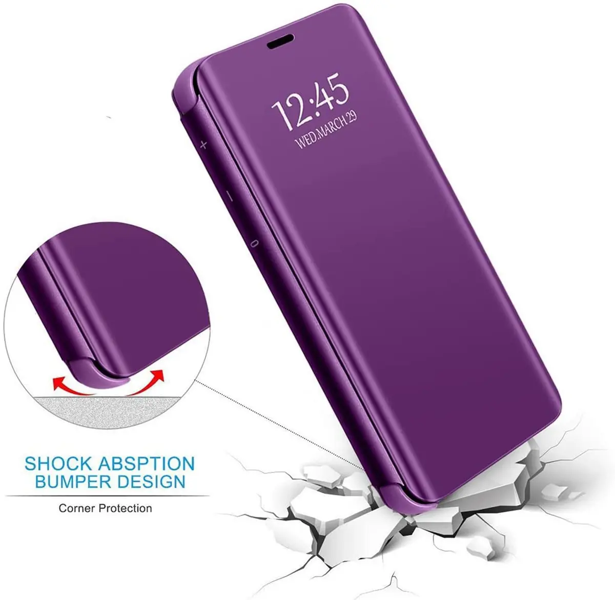 Gxmeuie Flip Mirror Case for Samsung Galaxy A36 5G (Burgundy) | Kickstand, PU Leather, Clear View - view 5