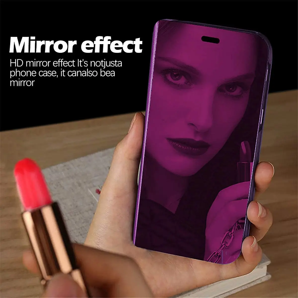 Gxmeuie Flip Mirror Case for Samsung Galaxy A36 5G (Burgundy) | Kickstand, PU Leather, Clear View - view 3
