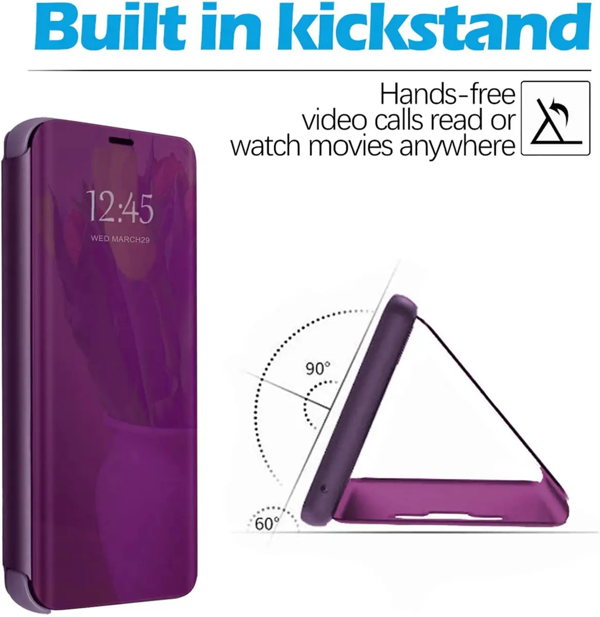 Gxmeuie Flip Mirror Case for Samsung Galaxy A36 5G (Burgundy) | Kickstand, PU Leather, Clear View - view 4