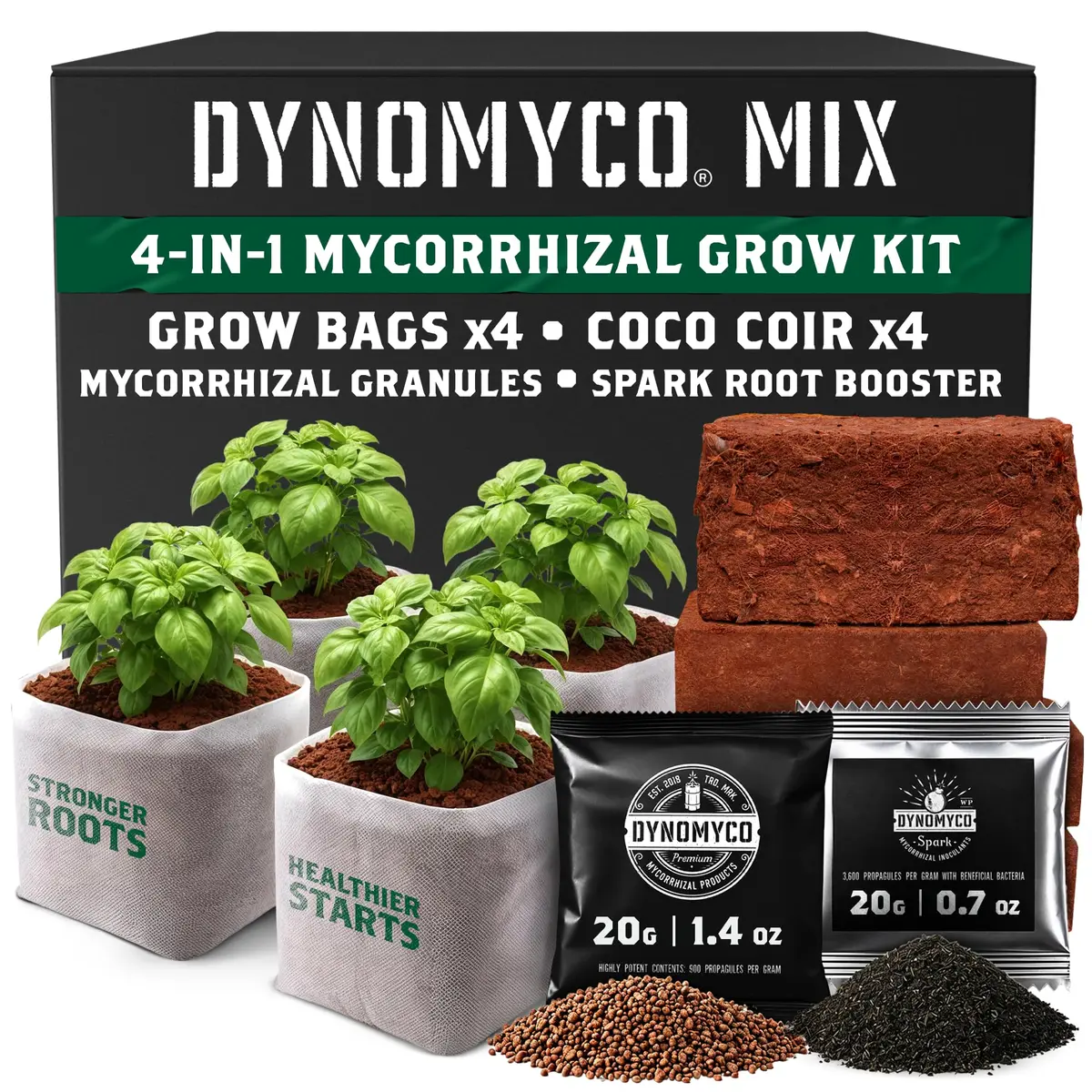 DYNOMYCO Mycorrhizal Fungi Inoculant Grow Kit | All-in-One Bio-Based Root Support (70-120 chars) - main product image