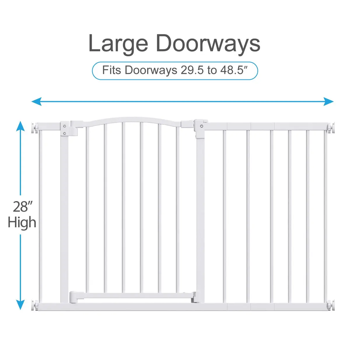 PETS TUFF Dog Gate 28" Tall, Self-Closing Steel Door & Child Lock | Wall-Friendly, Fits Most Doorways & Stairs - view 3