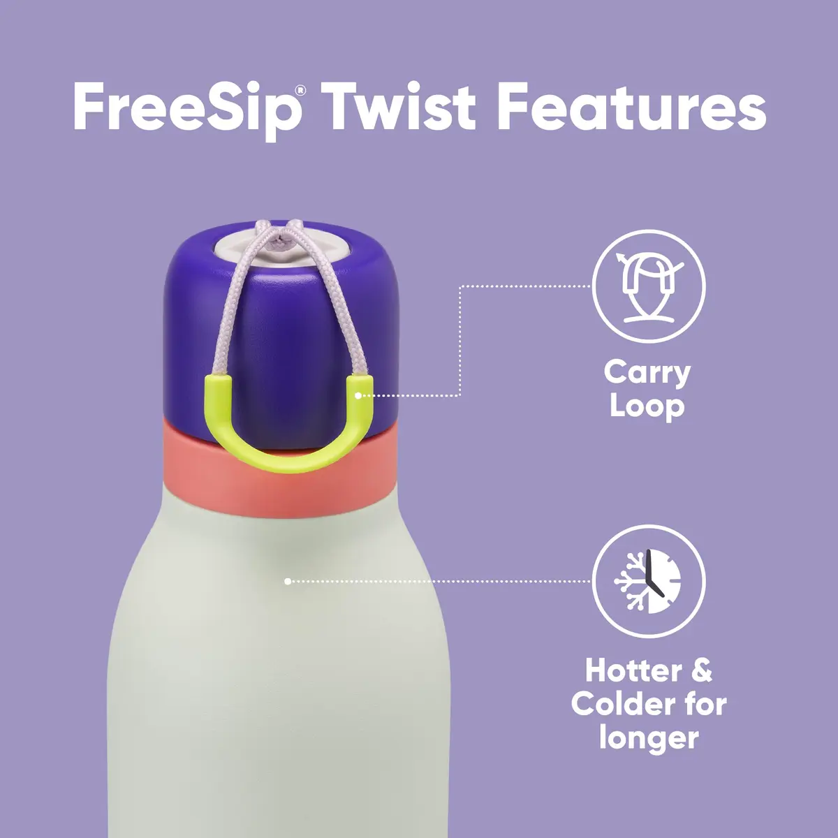 Owala FreeSip Twist Stainless Steel Water Bottle 18 oz Minty Horizons | Double-Walled Insulated Sipper Bottle - view 2