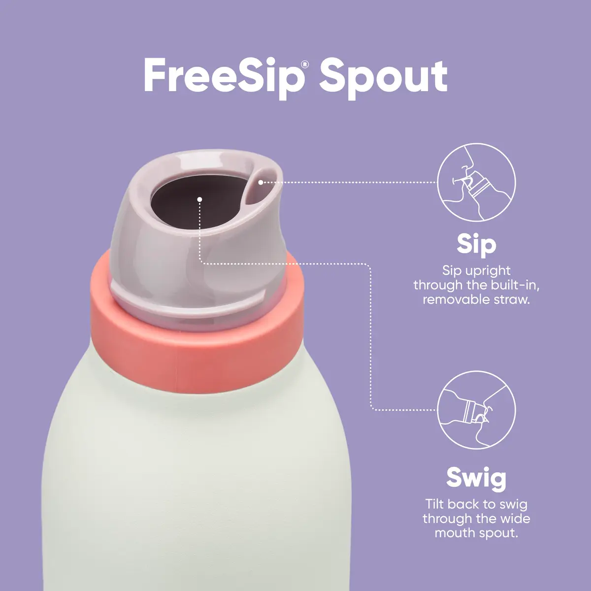 Owala FreeSip Twist Stainless Steel Water Bottle 18 oz Minty Horizons | Double-Walled Insulated Sipper Bottle - view 4
