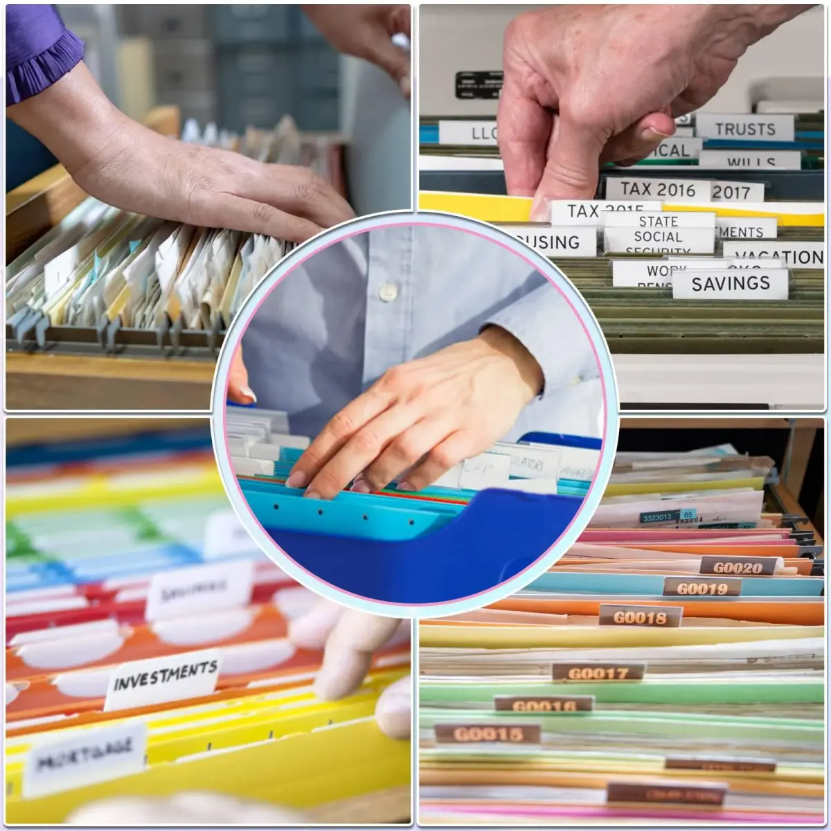 Selizo Hanging File Folder Tabs & Inserts 2" Wide, Multicolor | 100 Sets for Easy Organization - view 7