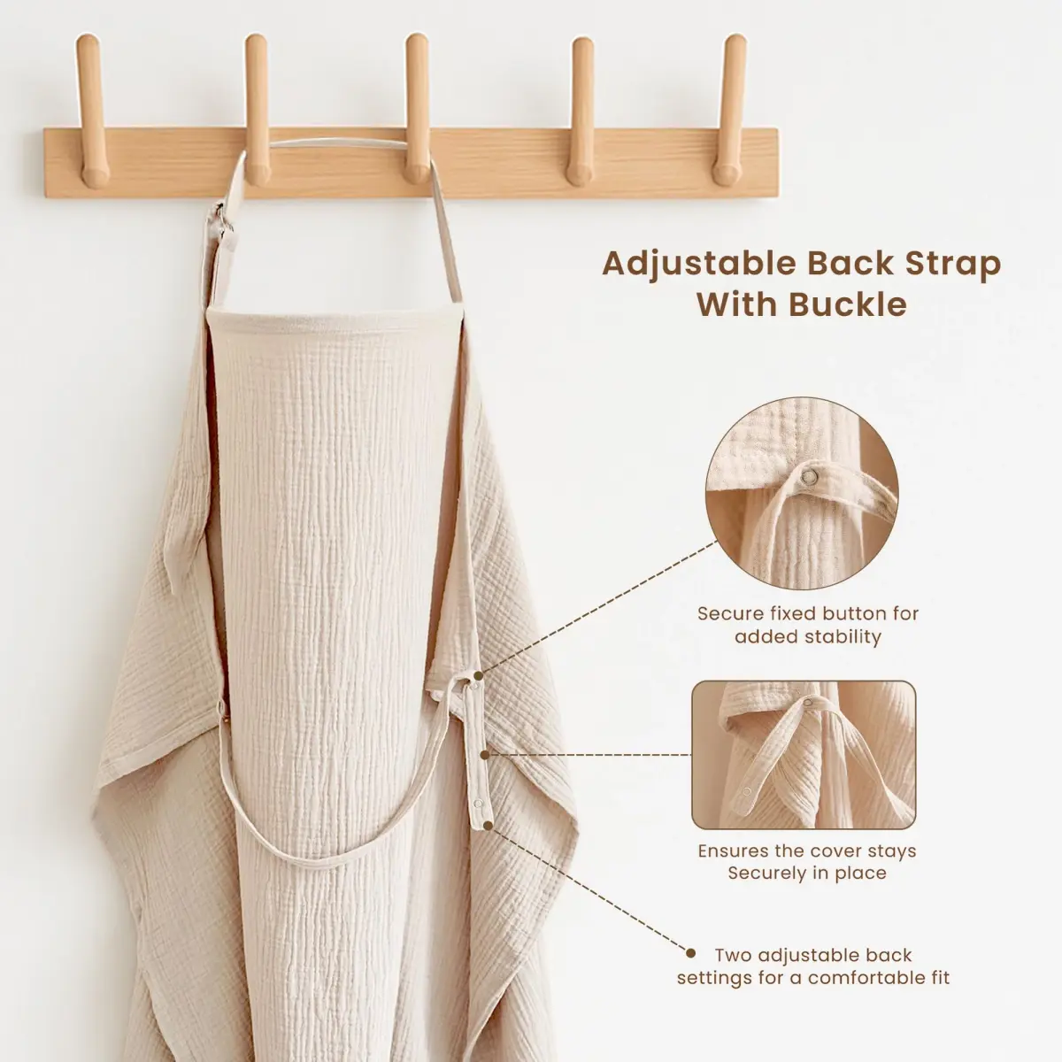 Konssy 2-Pack Muslin Nursing Cover Up with Rigid Hoop | 100% Cotton, Breathable, Adjustable Strap - view 4