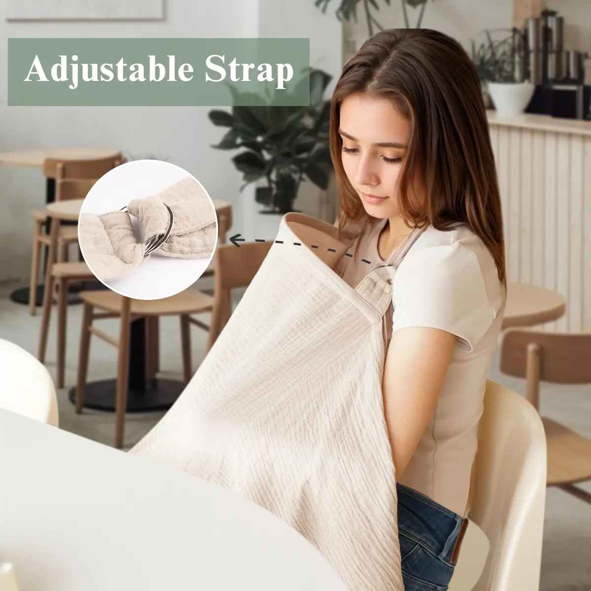 Coreeky 100% Cotton Muslin Nursing Covers 2-Pack | Soft, Breathable, Adjustable Neck Strap - view 3