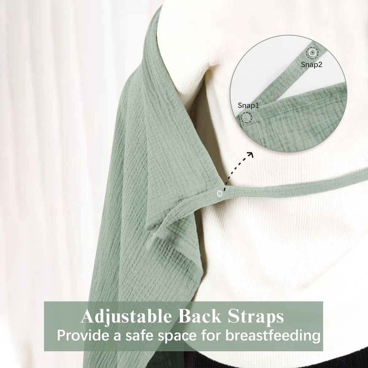 Coreeky 100% Cotton Muslin Nursing Covers 2-Pack | Soft, Breathable, Adjustable Neck Strap - view 4