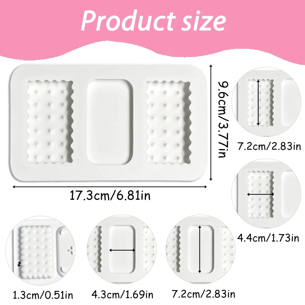Fchil Silicone Cookie Biscuit Mold for Ice Cream Sandwich Cake | Non-Stick, 2 Cavities, White - view 2
