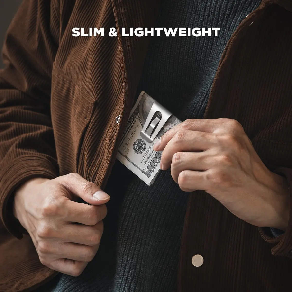 VULKIT Stainless Steel Money Clip | Holds 10-20 Bills | Slim & Lightweight - view 4